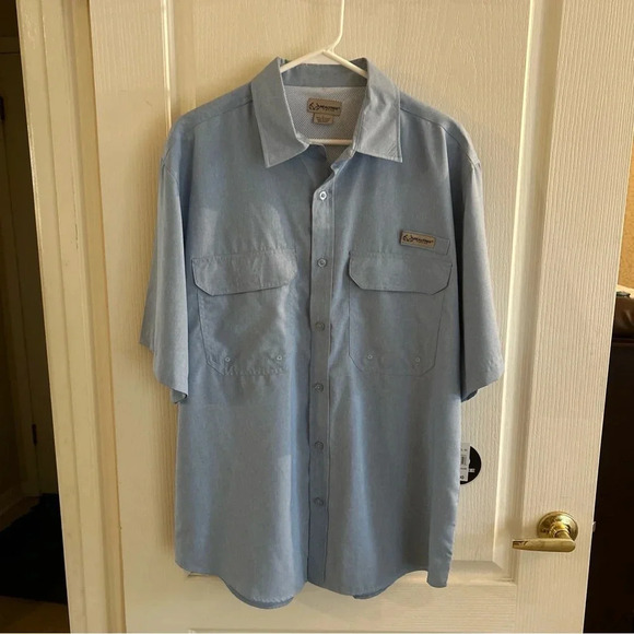 Realtree Men's Short Sleeve Vented Fishing Shirt Size L Blue NEW - Picture 1 of 8